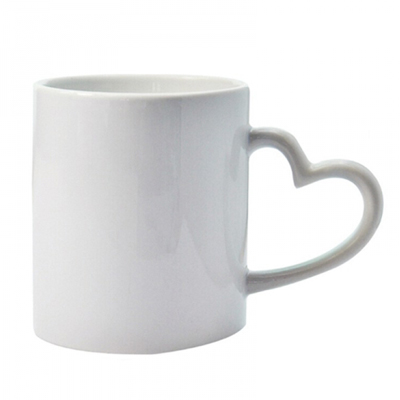 11oz Heart Handle White Mug